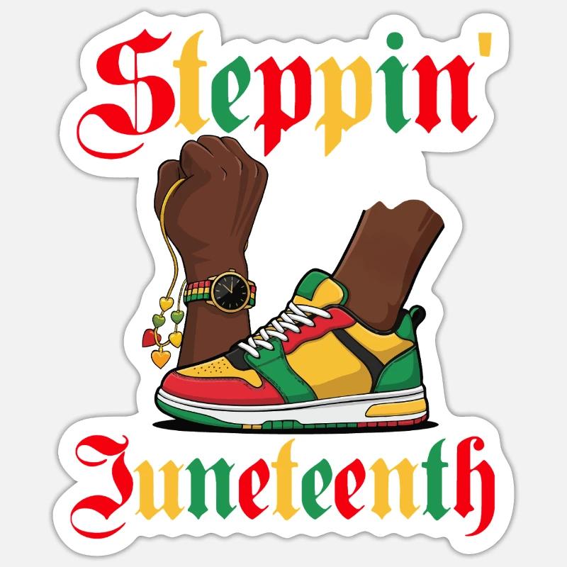 Steppin' Into Juneteenth – Schwarzer Stolz - Sticker Größe S (10 x 10 cm) - Mattweiß