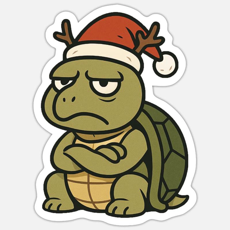 Grim Christmas Turtle - Sticker size S (10 x 10 cm) - white matte