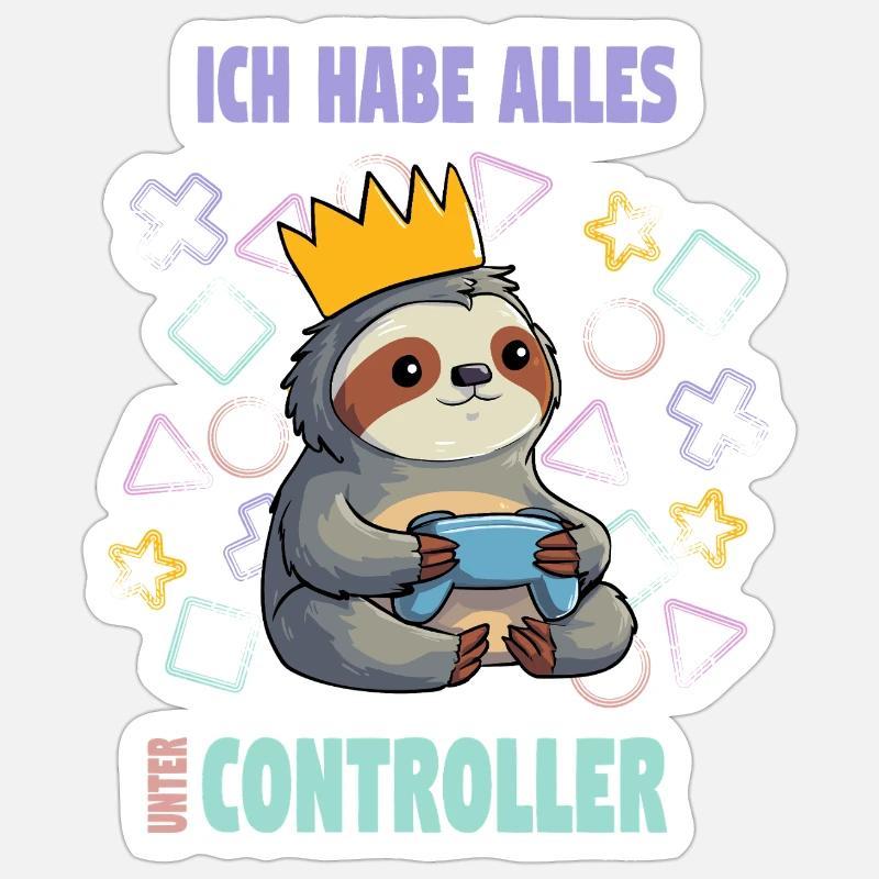 controller sloth gaming - Sticker size S (10 x 10 cm) - white matte