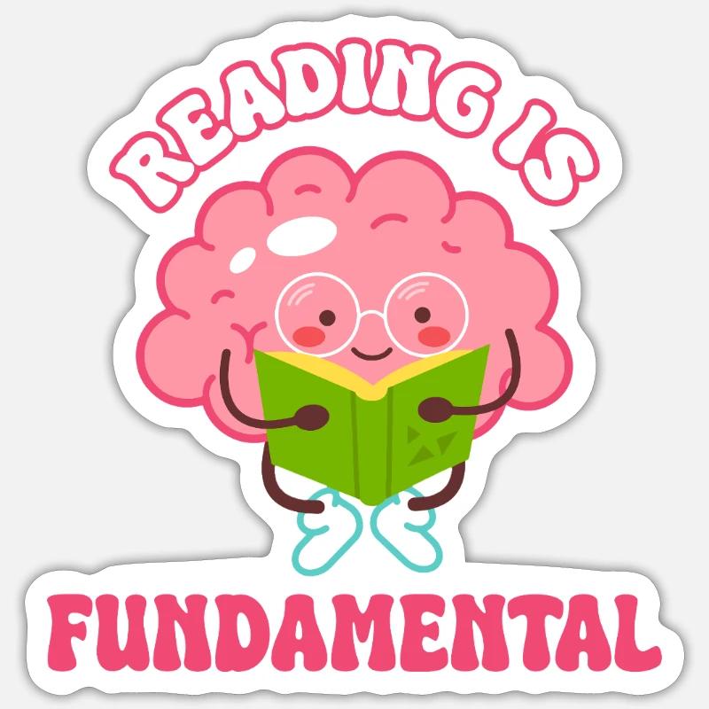 Reading is Fundamental Brain - Sticker size S (10 x 10 cm) - white matte