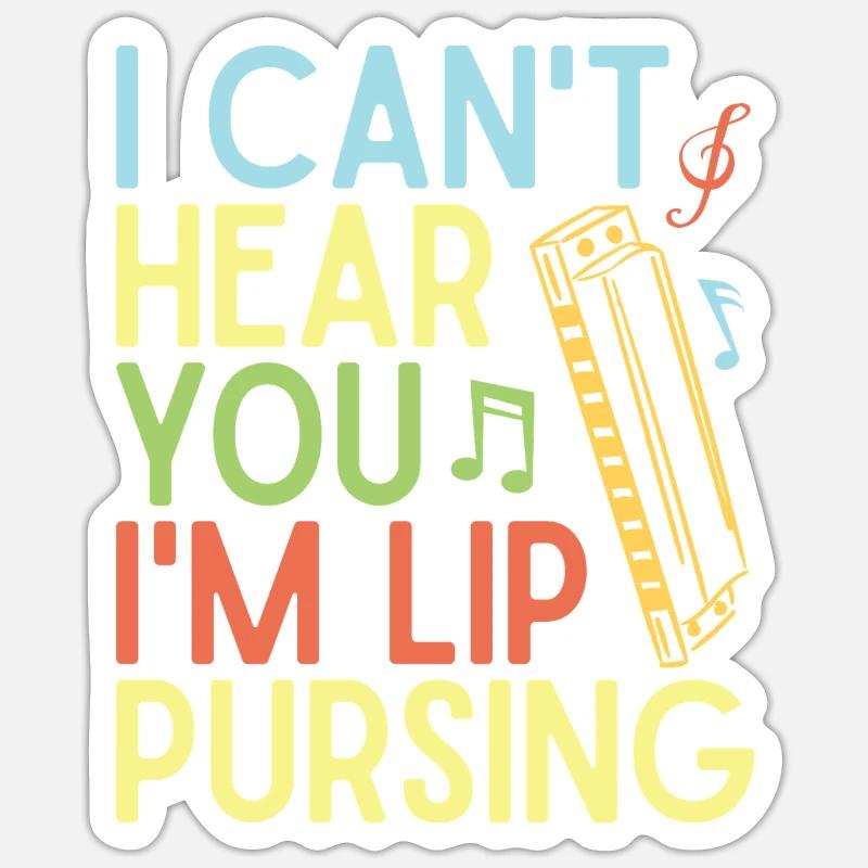 Funny Harmonica Player Lip Pursing Harmonica - Sticker Größe S (10 x 10 cm) - Mattweiß