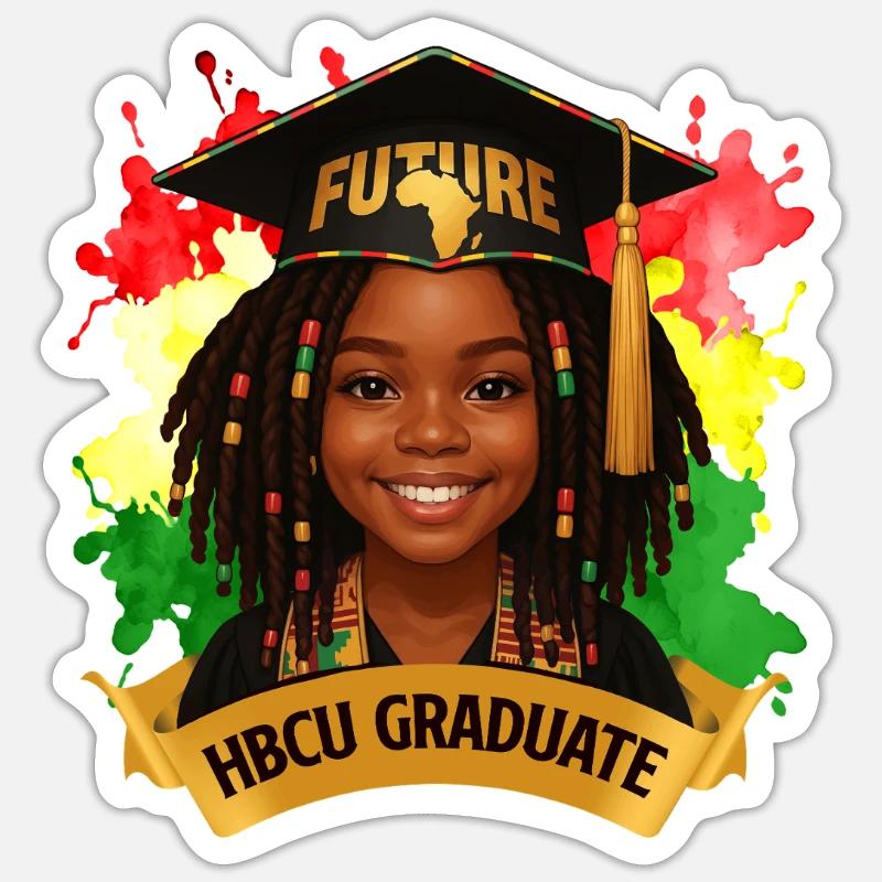 Futur diplômé de l’HBCU – Melanin Pride - Sticker taille S (10 x 10 cm) - blanc mat