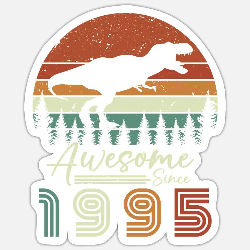 awsome_since_dinaseur_1995 - Sticker taille S (10 x 10 cm) - blanc mat
