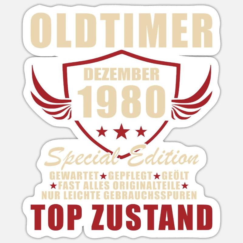 Oldtimer Dezember 1980 Special Edition - Sticker Größe S (10 x 10 cm) - Mattweiß