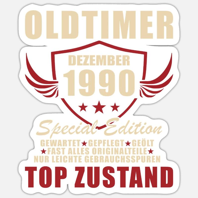 Oldtimer Dezember 1990 Sonderedition Sticker Größe S (10 x 10 cm)
