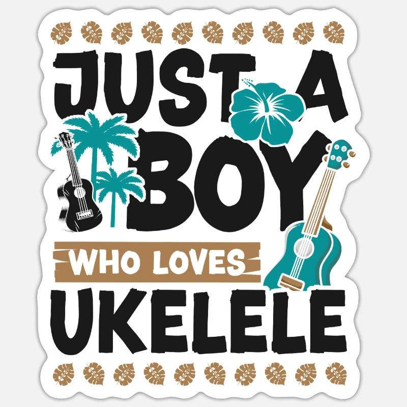 Hawaiian Ukulele Uke Boy Just A - Sticker size S (10 x 10 cm) - white matte