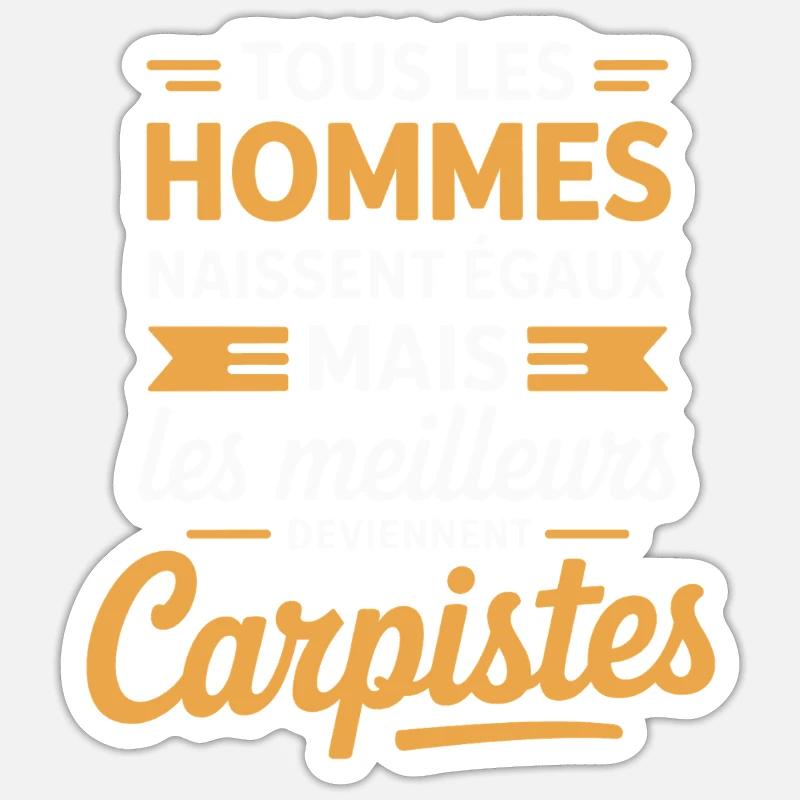 Les Meilleurs Deviennent Carpistes Humour Pêcheur - Sticker taille S (10 x 10 cm) - blanc mat