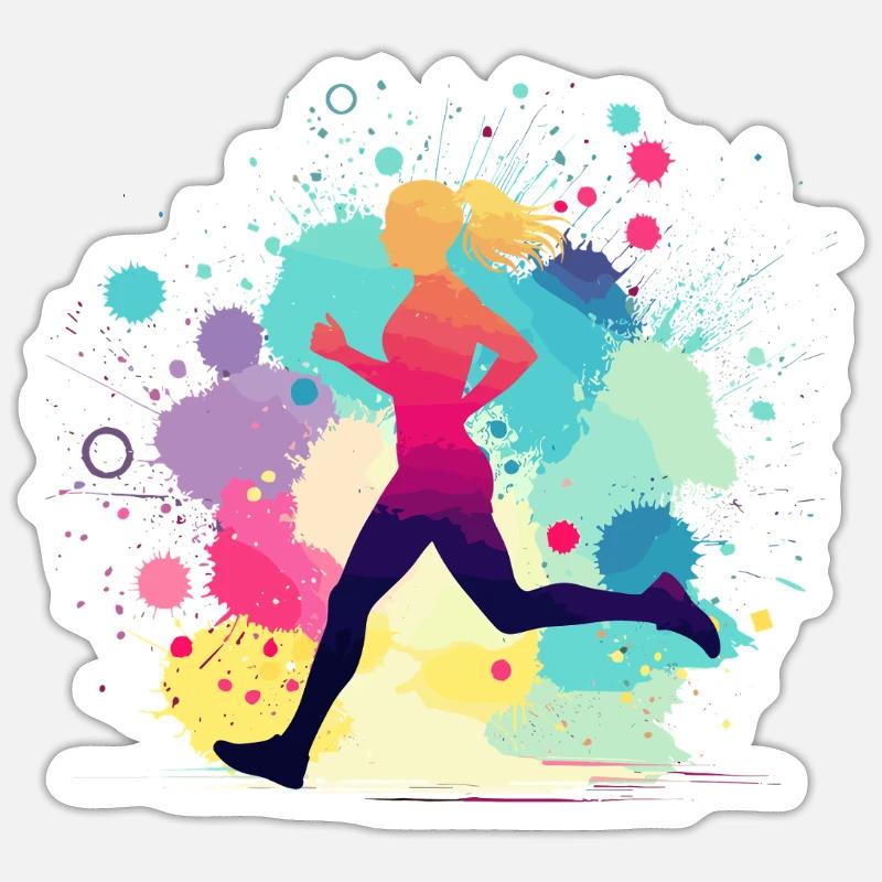Coureur, course, marathon, jogging, jogging - Sticker taille S (10 x 10 cm) - blanc mat