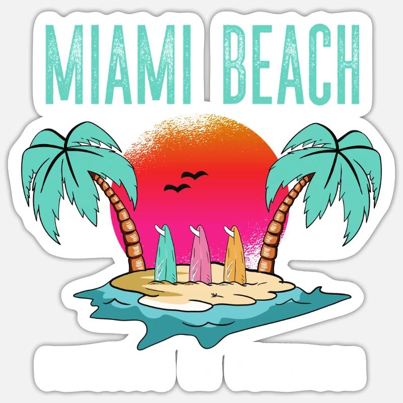 Escapade Paradisiaque à Miami Beach - Sticker taille S (10 x 10 cm) - blanc mat