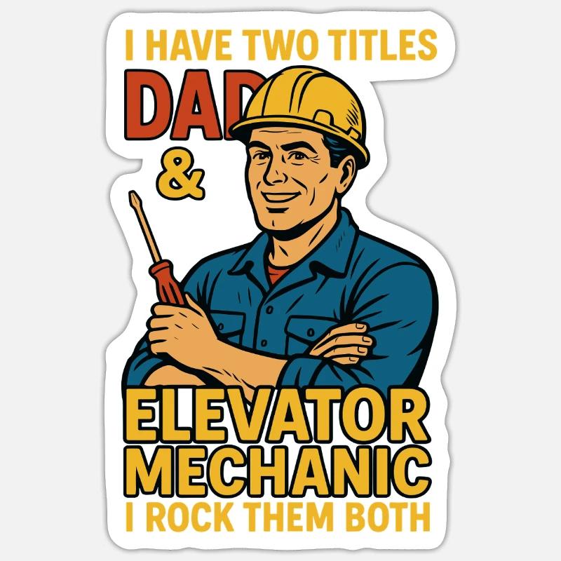 Funny Elevator Inspector Dad And Elevator Mechanic Sticker Größe S (10 x 10 cm)