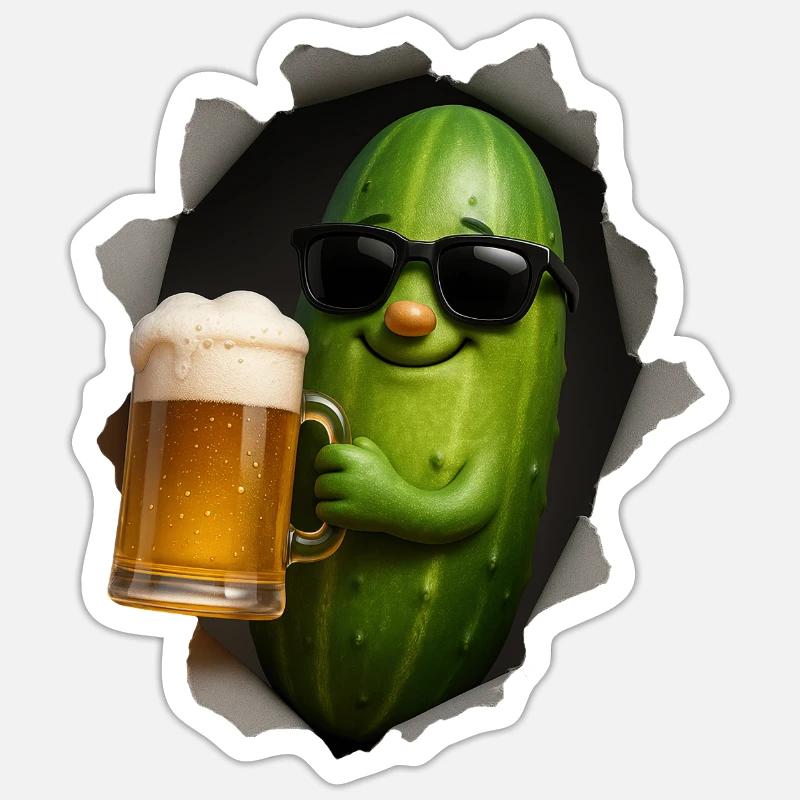 Bière au concombre - Sticker taille S (10 x 10 cm) - blanc mat