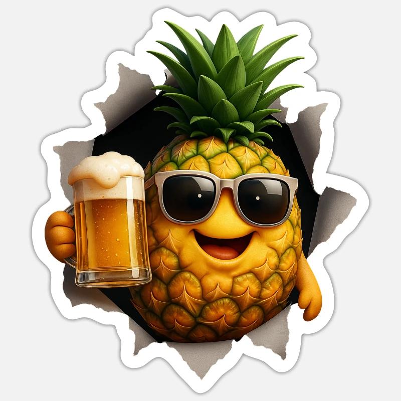Bière à l’ananas - Sticker taille S (10 x 10 cm) - blanc mat