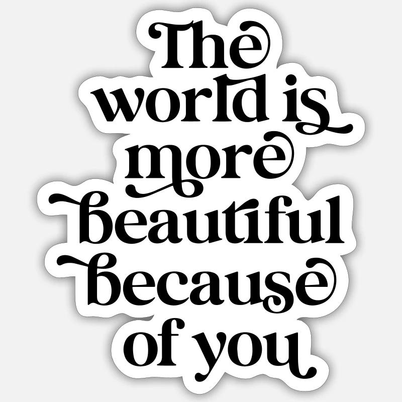 Le monde plus beau - Valentine Romantic Black - Sticker taille S (10 x 10 cm) - blanc mat