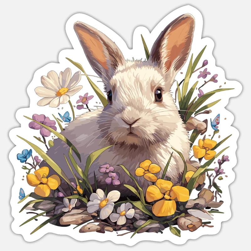 Lapin Lapin - Sticker taille S (10 x 10 cm) - blanc mat