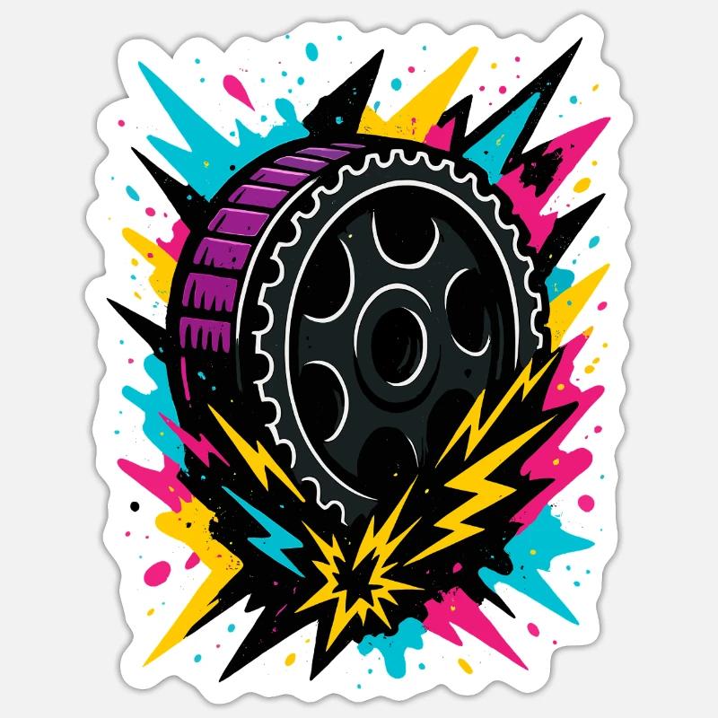 Roue de drift néon, réglage de l’orage, course Sticker taille S (10 x 10 cm)
