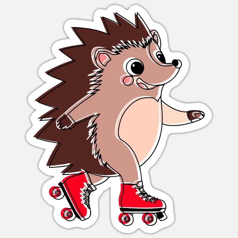 Hérisson en roller - Niglo en roller  Sticker taille S (10 x 10 cm)