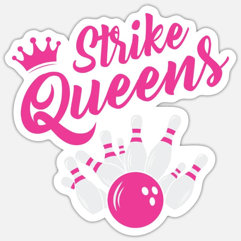 Strike Queens Bowling Team Design - Sticker Größe S (10 x 10 cm) - Mattweiß