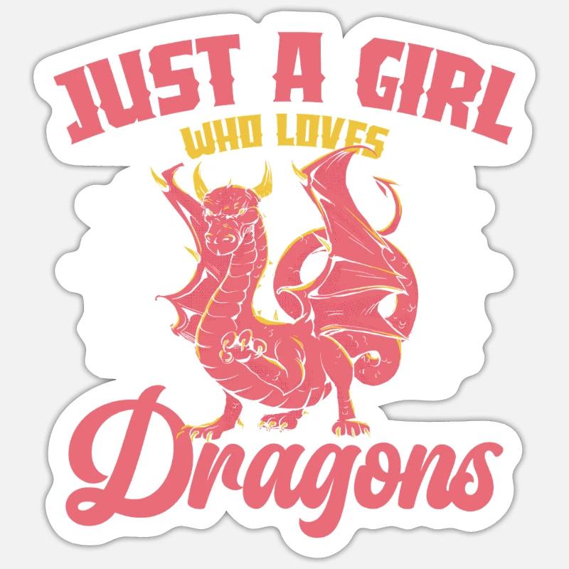 Nur ein Mädchen liebt Drachen - Sticker Größe S (10 x 10 cm) - Mattweiß