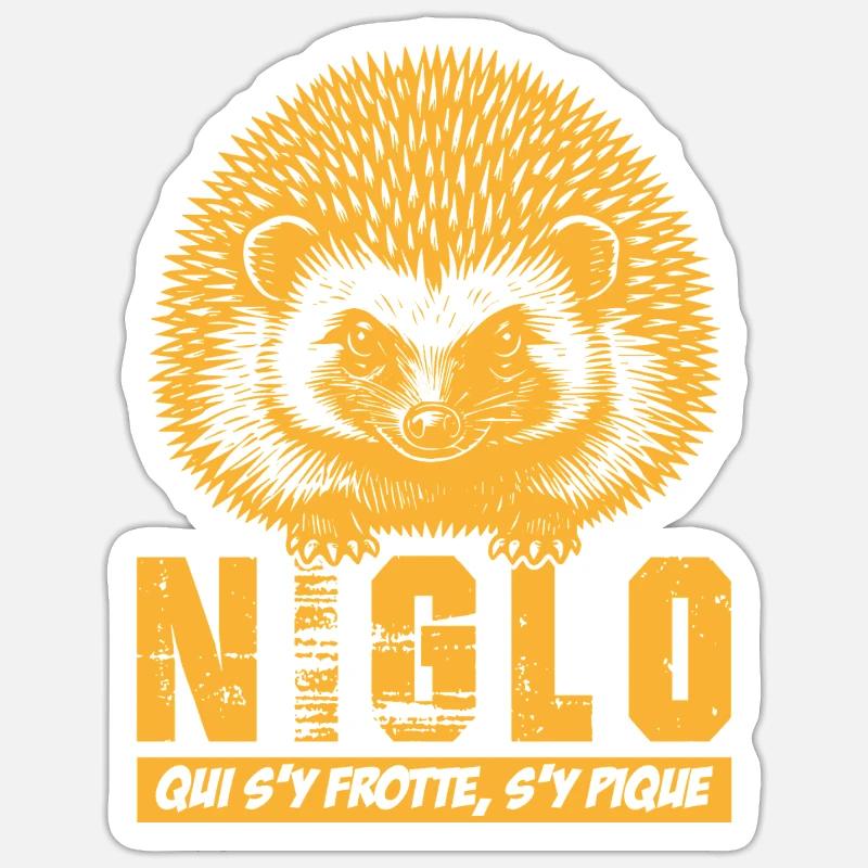 NIGLO – Igel, wer sich daran reibt, wird gestochen. Sticker Größe S (10 x 10 cm)