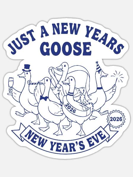 Nur eine Neujahrsgans 2026 Feier - Sticker Größe S (10 x 10 cm) - Mattweiß