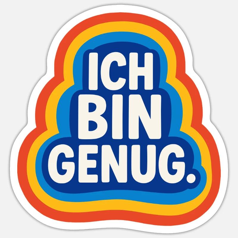ich bin genug, selbstliebe retro design - Sticker Größe S (10 x 10 cm) - Mattweiß