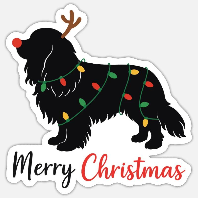 Cavalier King Charles Spaniel Noël Hiver - Sticker taille S (10 x 10 cm) - blanc mat
