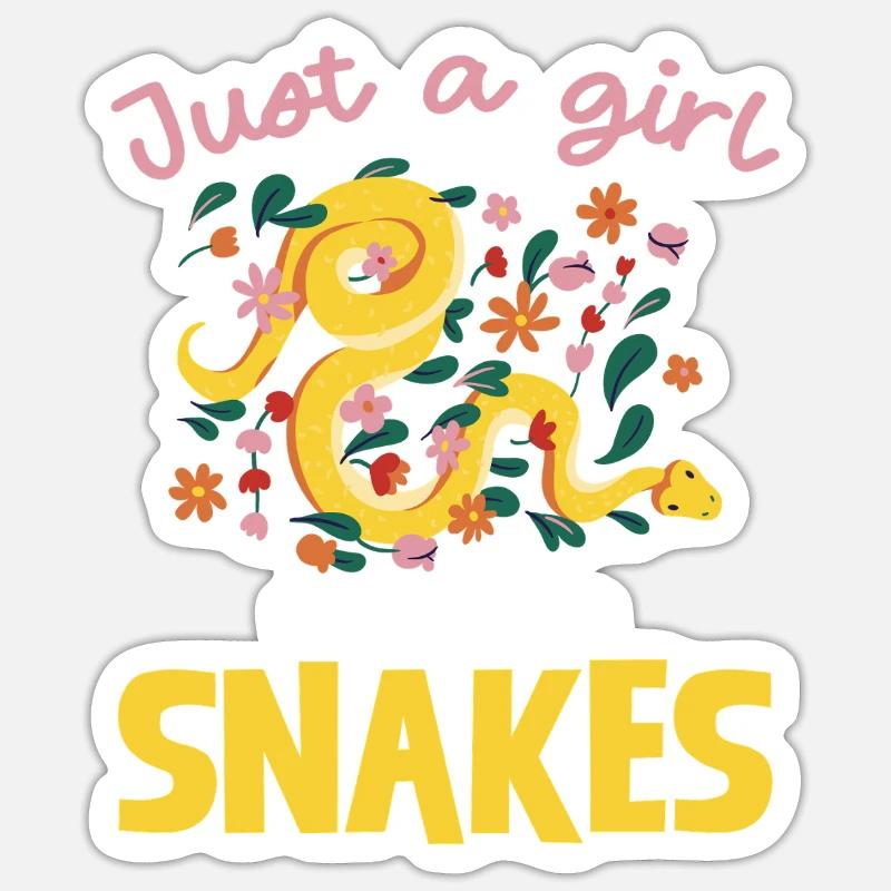 Nur ein Mädchen liebt Schlangen - Sticker Größe S (10 x 10 cm) - Mattweiß