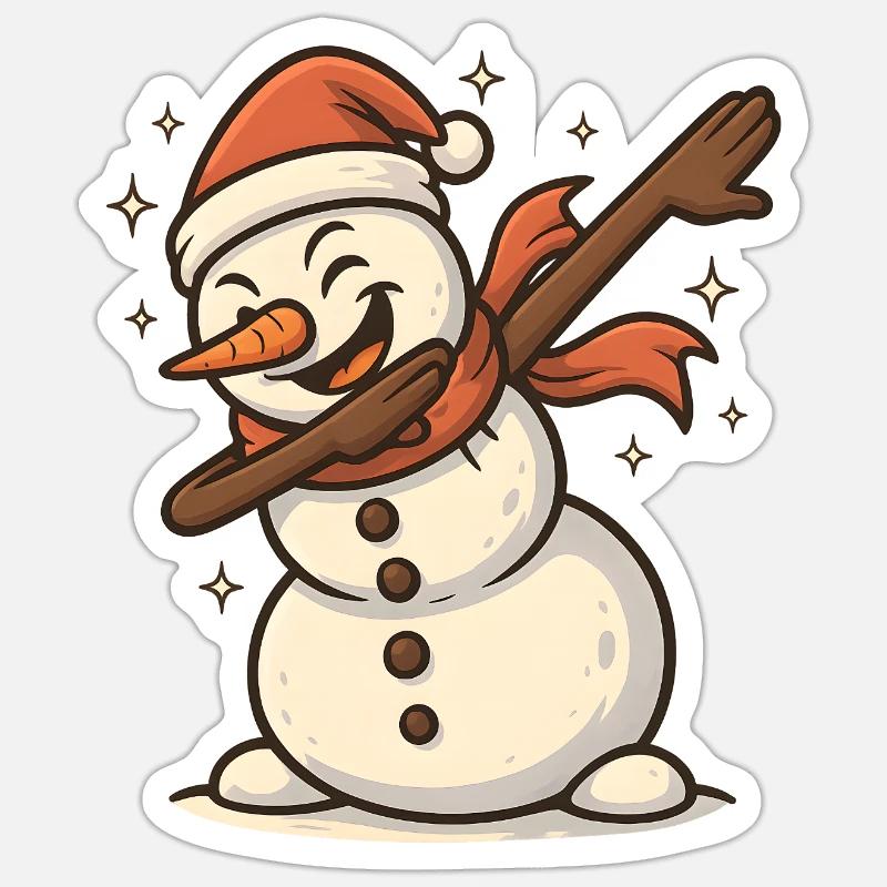 Cool Snowman Dab - Sticker size S (10 x 10 cm) - white matte