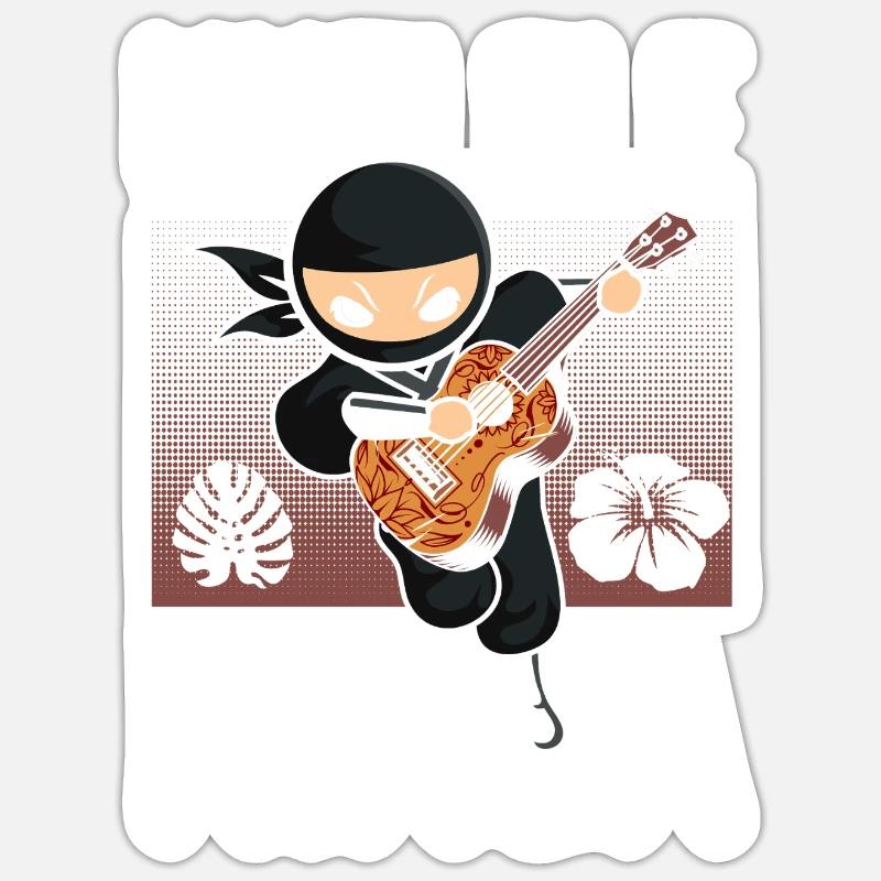 Hawaiian Ukulele Uke Ninja Ukulele - Sticker size S (10 x 10 cm) - white matte