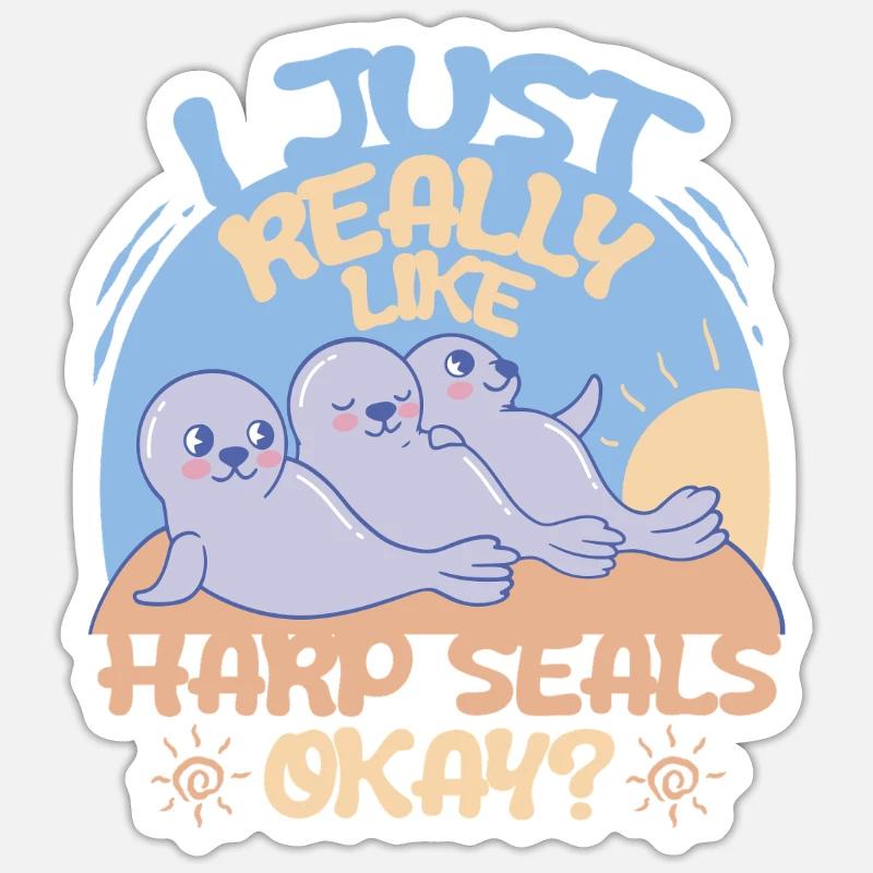 Sattelrobbe Robben Really Like Harp Seals - Sticker Größe S (10 x 10 cm) - Mattweiß