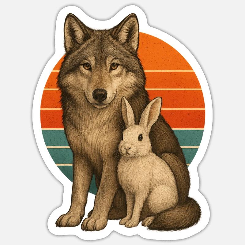 Wolf and Rabbit - Sticker size S (10 x 10 cm) - white matte
