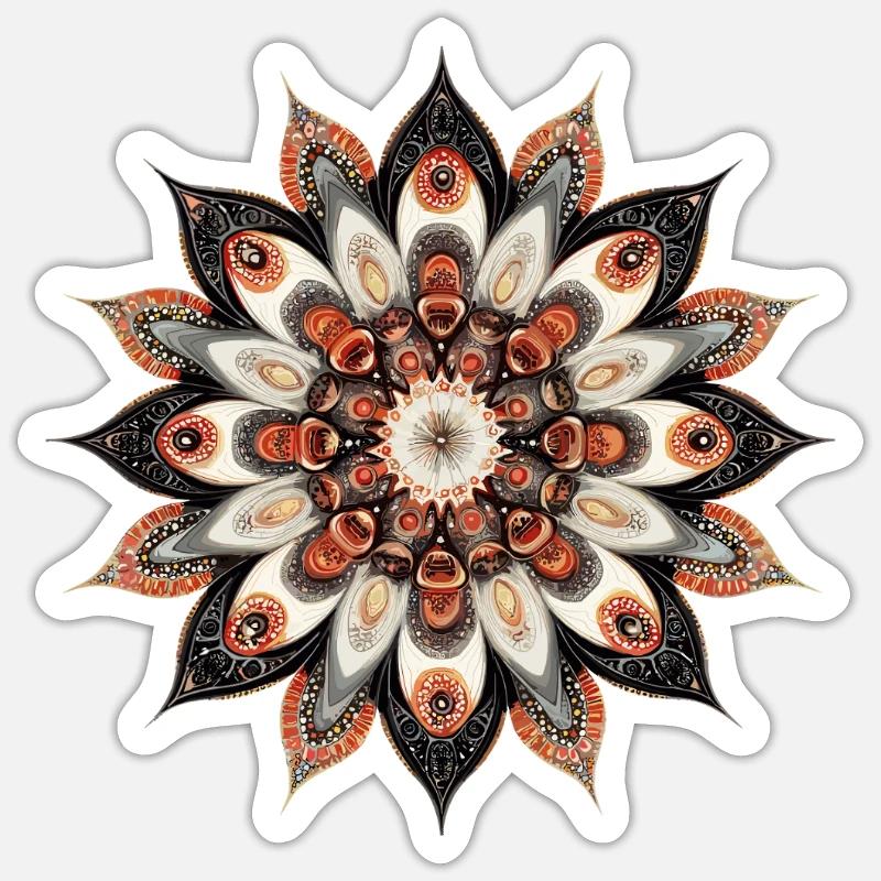Imprimé de fleurs de mandala chaudes - Sticker taille S (10 x 10 cm) - blanc mat
