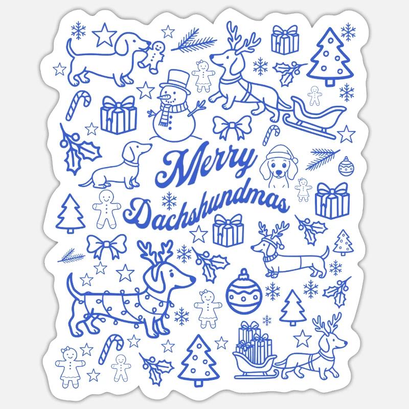 Joyeux teckels - Sticker taille S (10 x 10 cm) - blanc mat