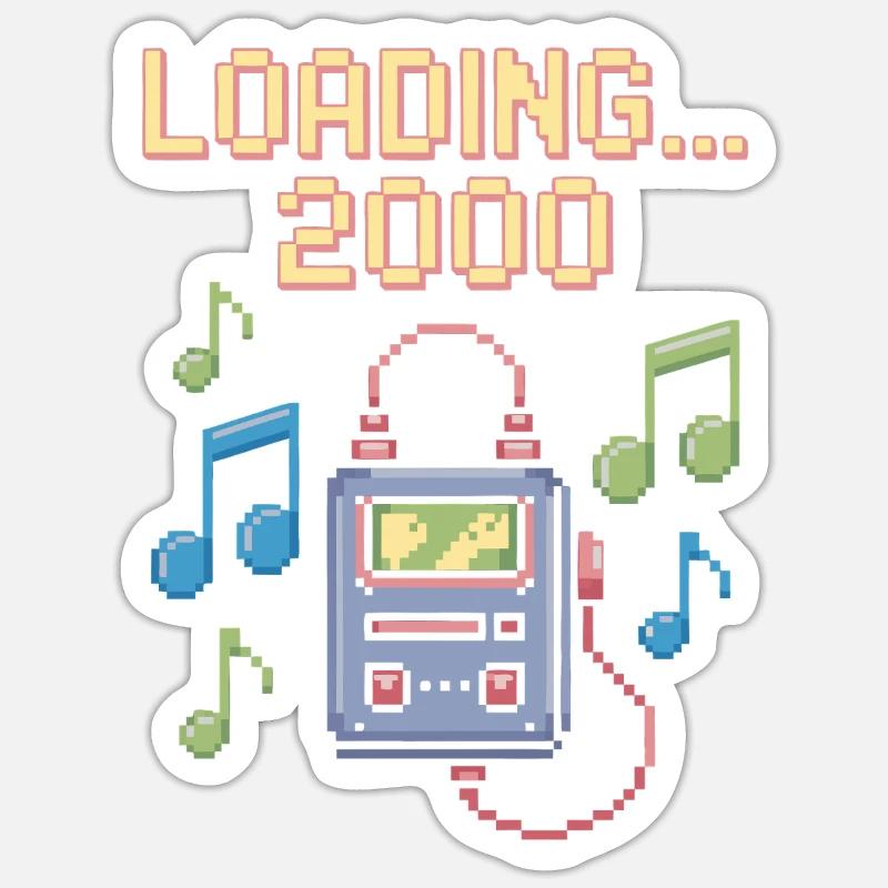 Retro Pixel Design – Chargement 2000 - Sticker taille S (10 x 10 cm) - blanc mat