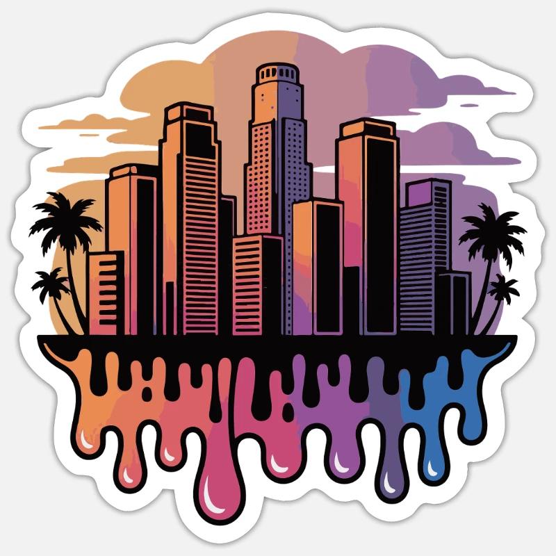 Gradient Skyline Drops - Sticker size S (10 x 10 cm) - white matte