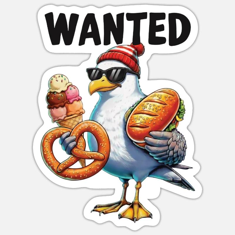 Gesucht Möwe Brezel Eiscreme - Sticker size S (10 x 10 cm) - white matte