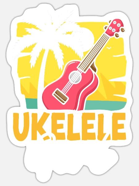 Hawaiian Ukulele Uke Ukulele Girl - Sticker Größe S (10 x 10 cm) - Mattweiß