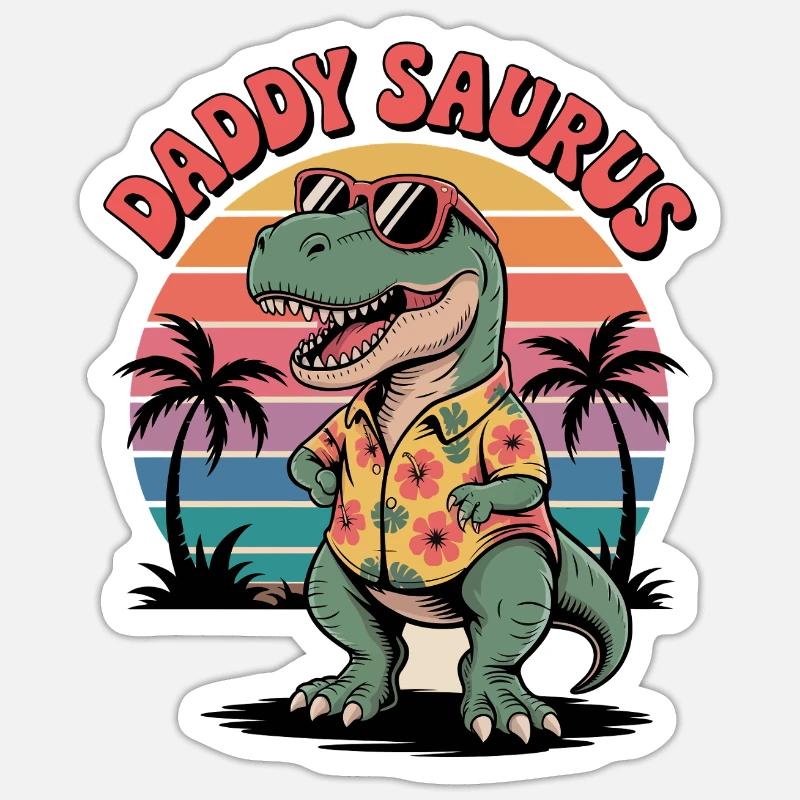 Daddy Saurus Dinosaurier - Sticker Größe S (10 x 10 cm) - Mattweiß
