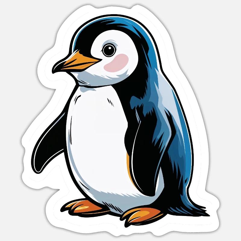 Comic Penguin Blue Tone Sticker size S (10 x 10 cm)