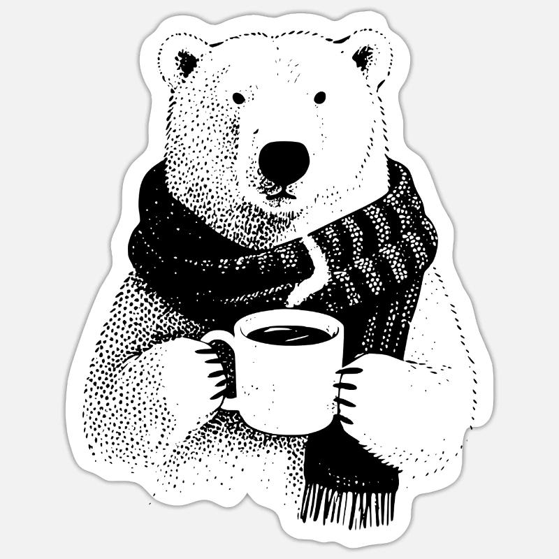 Kaffee Eisbär Sticker Größe S (10 x 10 cm)