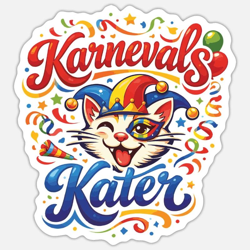 Costume de carnaval de chat - Sticker taille S (10 x 10 cm) - blanc mat