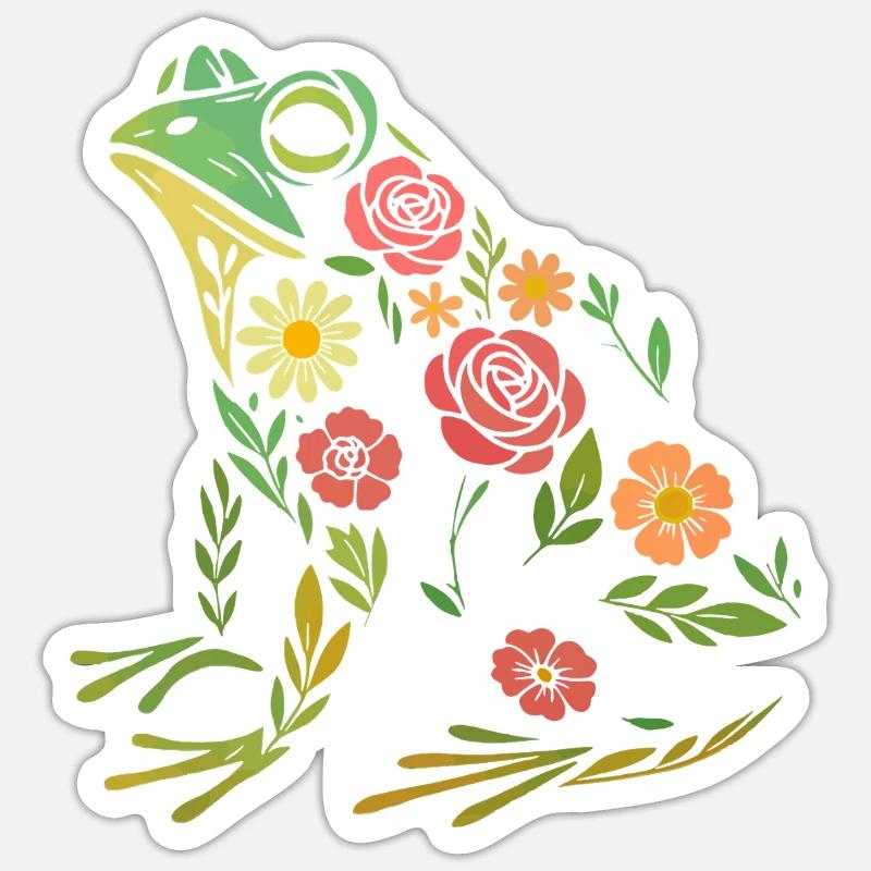 Fleurs de grenouille - Sticker taille S (10 x 10 cm) - blanc mat