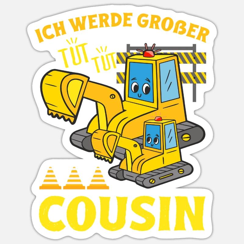 Ich Werde Großer Cousin 2024 Bagger bald Großer Sticker Größe S (10 x 10 cm)