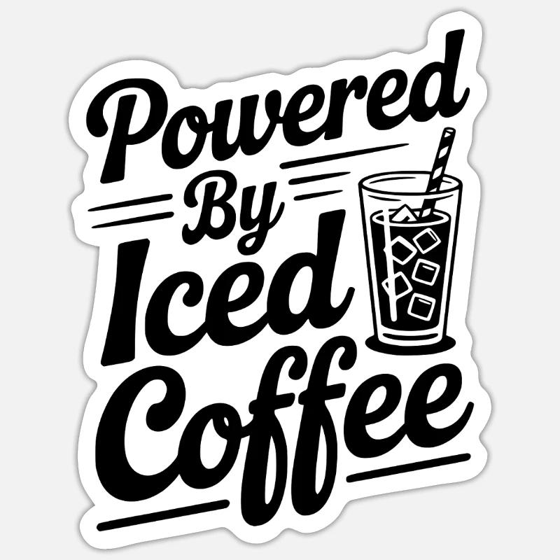 Angetrieben von Eiskaffee Sticker Größe S (10 x 10 cm)