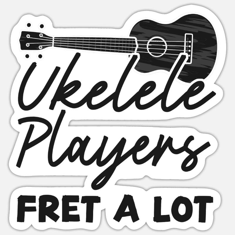 Ukulélé hawaïen ukélé ukulélé - Sticker taille S (10 x 10 cm) - blanc mat