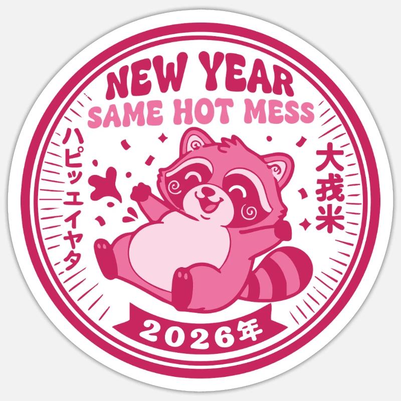 Neujahr Same Hot Mess 2026 Feier - Sticker Größe S (10 x 10 cm) - Mattweiß