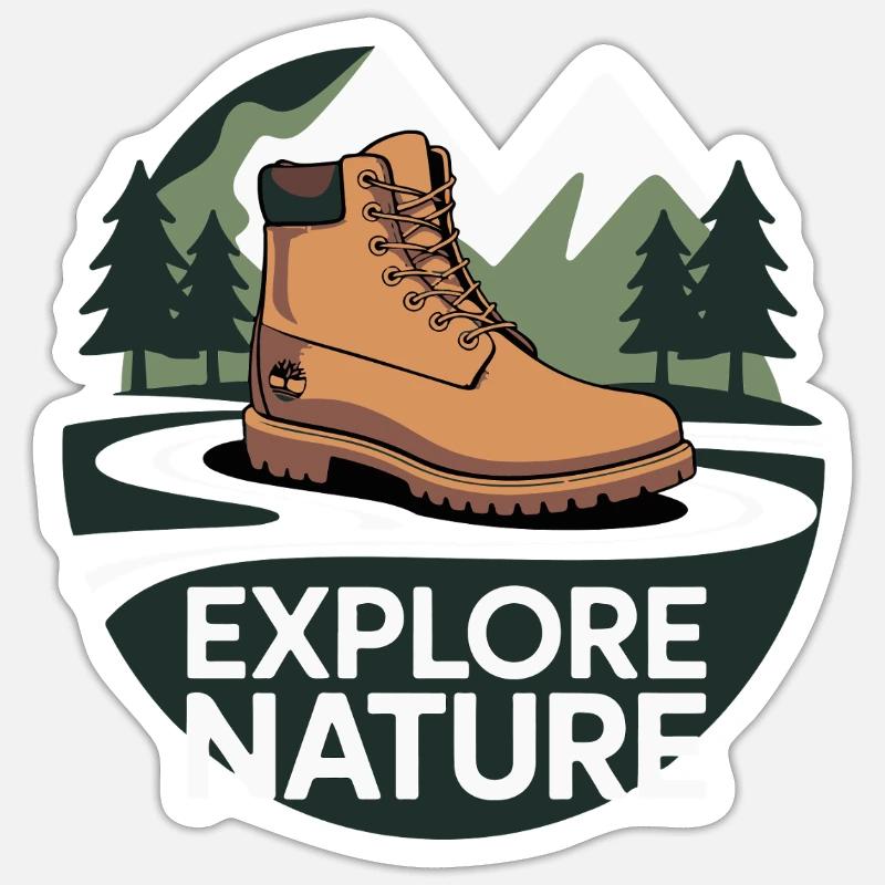 Explore Nature Hiking Boot - Sticker size S (10 x 10 cm) - white matte