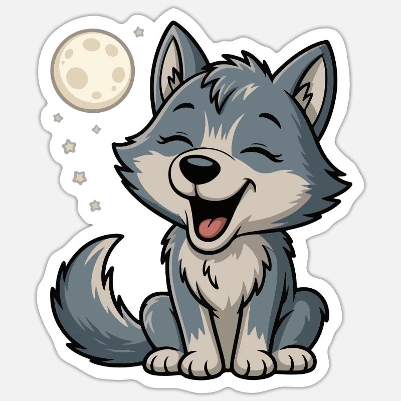 Moonlight Wolf Cuddle - Sticker size S (10 x 10 cm) - white matte