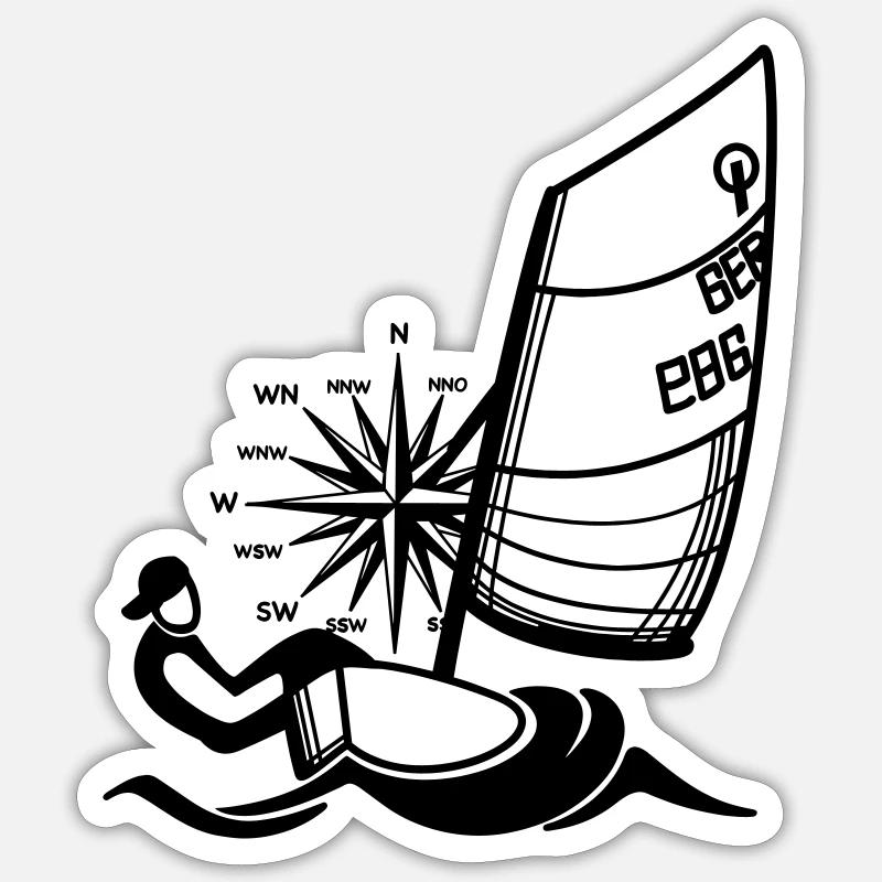 Régate Optimist Opti Voilier pour Enfants - Sticker taille S (10 x 10 cm) - blanc mat