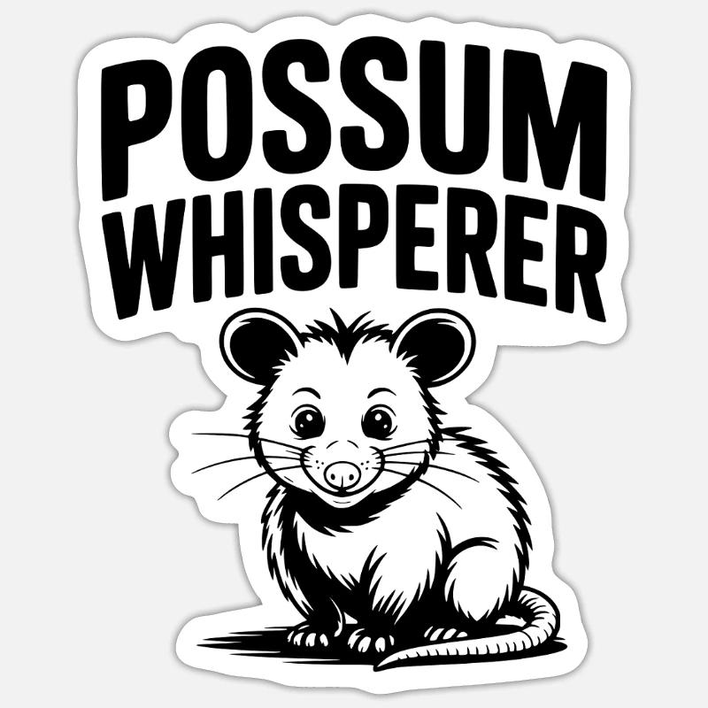 Le Chuchoteur d’Opossum - Sticker taille S (10 x 10 cm) - blanc mat